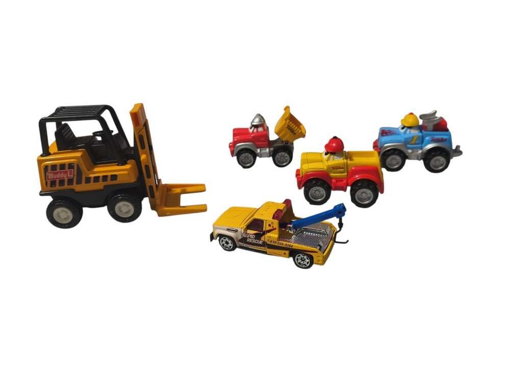 Miniature Construction Rescue Fleet Toys Buddy L Forklift, Tonka, And Rescue